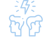 Global Conflict Icon in light blue
