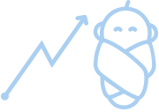 Exponential Population Growth Icon in light blue
