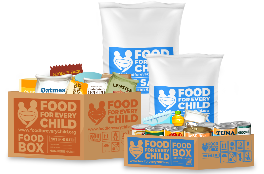 Food Boxes and Rice Sacks Illustration